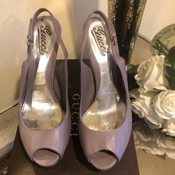 Gucci Platform Peep toe Sling Back in Taupe 38.5 - Picture 4 of 6